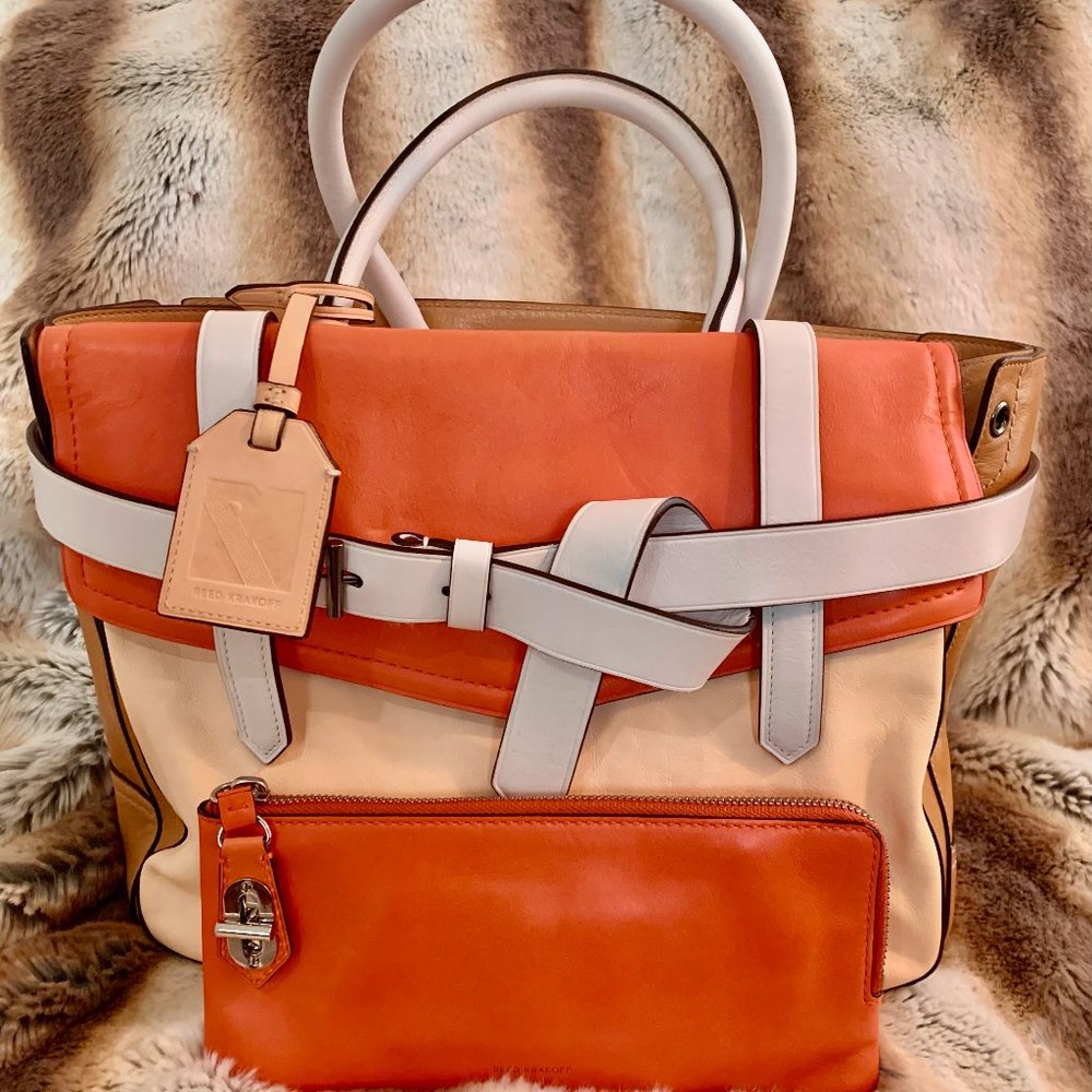 Reed Krakoff Boxer Tote Bag - Includes Matching Orange Zip Wallet